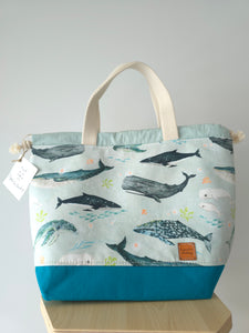 Large Classic Drawstring - Whales