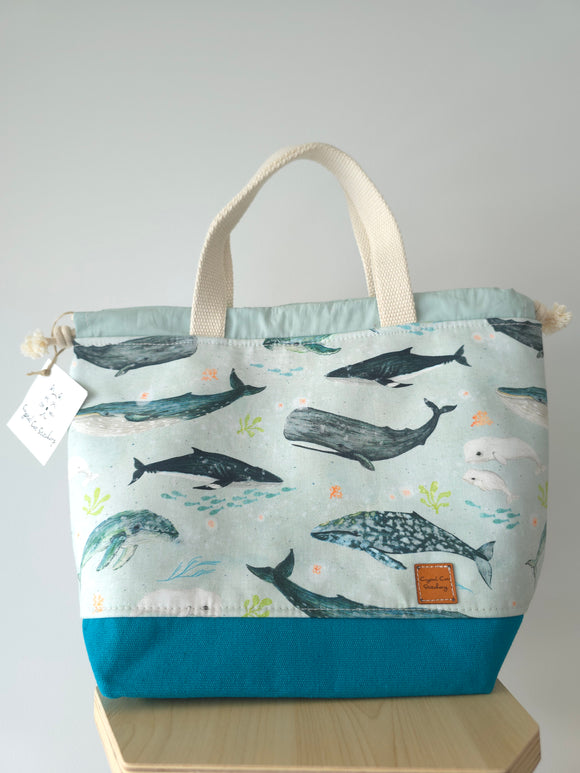 Large Classic Drawstring - Whales