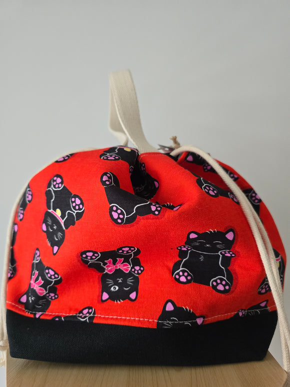 Large Classic Drawstring - Lucky Cats