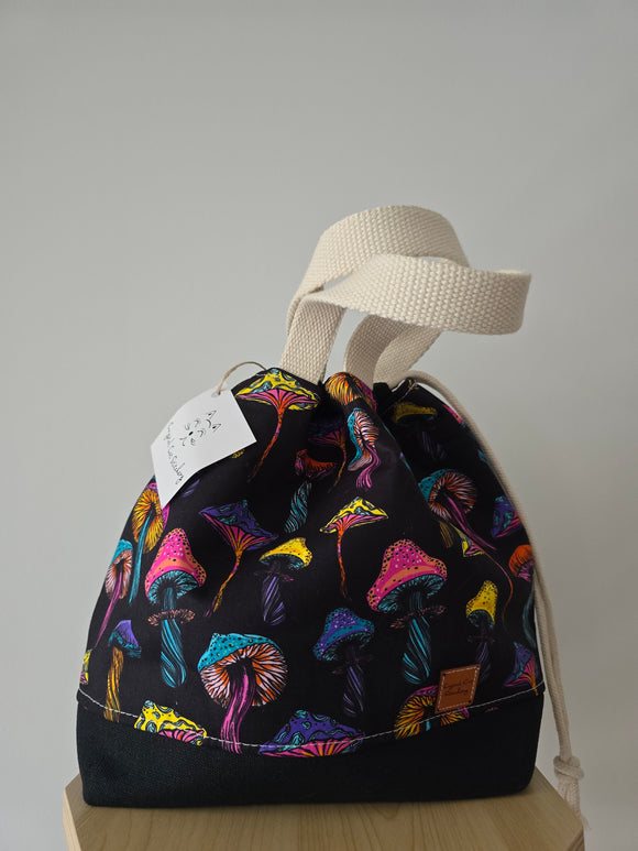 Large Classic Drawstring - Neon Mushrooms